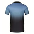 thumbnail image 4 of Bibifish Mens Polo Shirts Splash Gradient Two Tone Split Body Lapel Collar Shirts Zip Neck Casual Short Sleeve Tops, 4 of 9