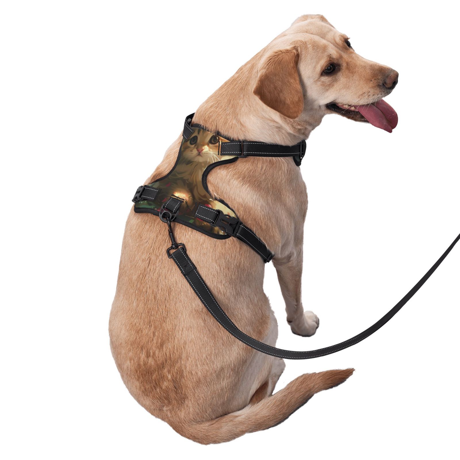 Vsdgher Cute Kitten Water Lilies Dog Harness, No-Pull Pet Harness, Dog Vest, Pet Vest for Small to Large Dogs-X-Large