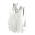 thumbnail image 4 of HOWPAY Dressy Shirts for Women Button down Long Sleeve Blouse Casual Work Office Tops Lightweight Solid Color Slim Fit Y2k Clothes White M, 4 of 6
