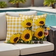 thumbnail image 5 of Outdoor Pillow Covers Watercolor Sunflowers Leaves on Retro Waterproof Pillow Cases 18x18 Set of 2, Yellow White Plaid Throw Pillow Cover Pillowcase for Patio Balcony Couch Garden, 5 of 9