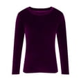 thumbnail image 3 of Huankd 2026 New Velvet Tops for Women,Long Sleeve Crewneck Velvet Shirts Plus Size Loose Fit Pullover Tunic Blouses Spring Clothes Purple XL, 3 of 4