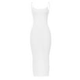 thumbnail image 6 of VSSSJ Women's Summer Spaghetti Straps Sexy Slim Maxi Dresses Color Blocking Ribbed Sleeveless Square Neck Party Bodycon Long Dress White S, 6 of 7