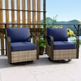 thumbnail image 2 of EAGLE PEAK Coastal Vista Outdoor Patio Wicker Swivel Glider Rocker Chair with Blue Cushion,Set of 2, 2 of 8