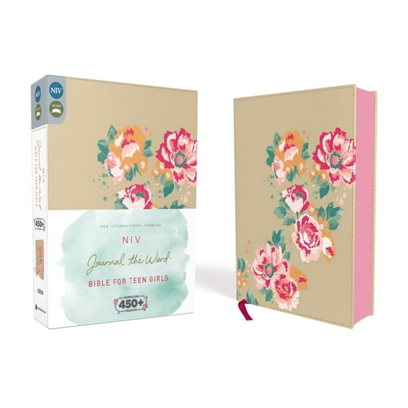 NIV Journal the Word Bible NIV, Journal the Word Bible for Teen Girls, Imitation Leather, Gold/Floral: Includes Hundreds of Journaling Prompts!, (Hardcover)