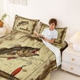 thumbnail image 3 of Feelyou Wood Jumping Bass Fish Full Size Sheets for Men, Retro Vintage Splash Wildlife Bed Sheets, Brown, 4 Pieces, 3 of 5