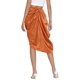 thumbnail image 2 of Falda plisada asimétrica plisada para mujer con cintura alta y pliegues Naranja quemado sedoso M Naranja quemado sedoso M Xishao ropa, 2 of 2