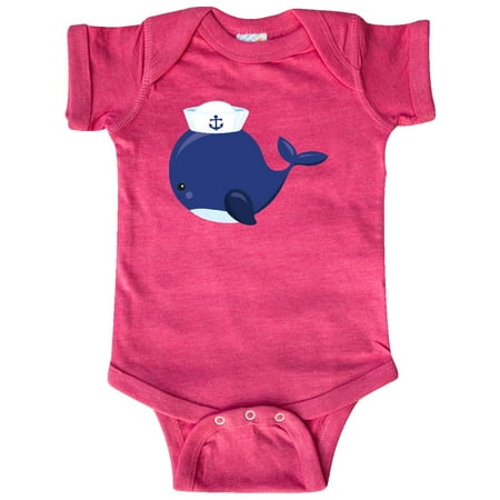 

Inktastic Navy Blue Whale With Sailor Hat Sailor Whale Gift Baby Boy or Baby Girl Bodysuit
