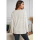 thumbnail image 2 of ABPHQTO Top de manga larga con cuello en O y bolsillo a rayas para mujer, 2 of 5