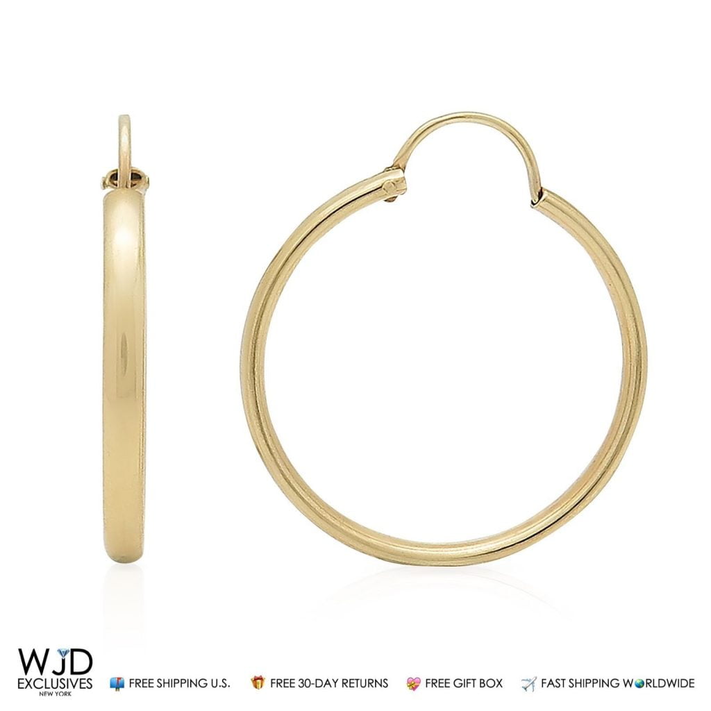 Best Quality Free Gift Box 14k Tri-color Polished 2.5mm Twisted Hoop Earrings 