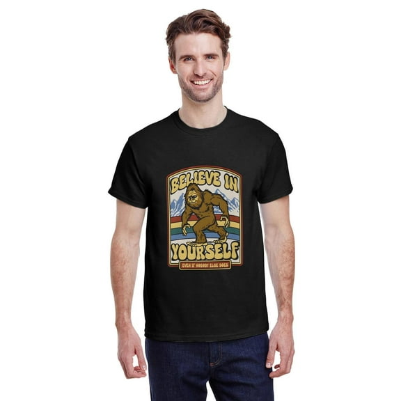 Believe In Yourself Bigfoot Funny Sasquatch Hiking Top Unisex T-Shirt, for men & women, up to size 5XL