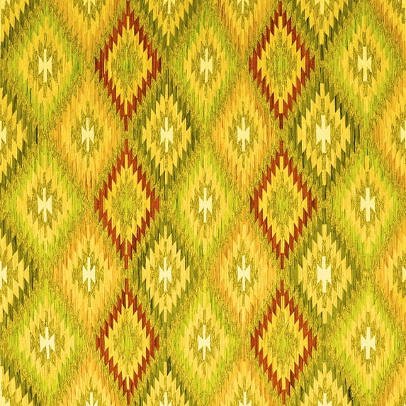 Ahgly Company Machine Washable Indoor Square Southwestern Yellow Country Area Rugs, 8' Square