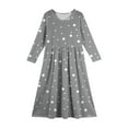 thumbnail image 4 of Inglocry Girl's Long Sleeve Polka Dot Loose Casual Round Neck Holiday Long Maxi Dress with Pockets 5-14 Years Gray 4-5Y, 4 of 4