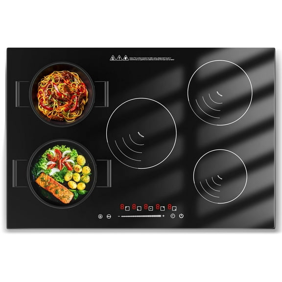 Saitravexia 30 Inch Induction Cooktop 5 Burner, Shatter-proof Flat Glass Top, 9 Heat Settings, LED Touch Display with Child Safety Lock & Overheat Protection