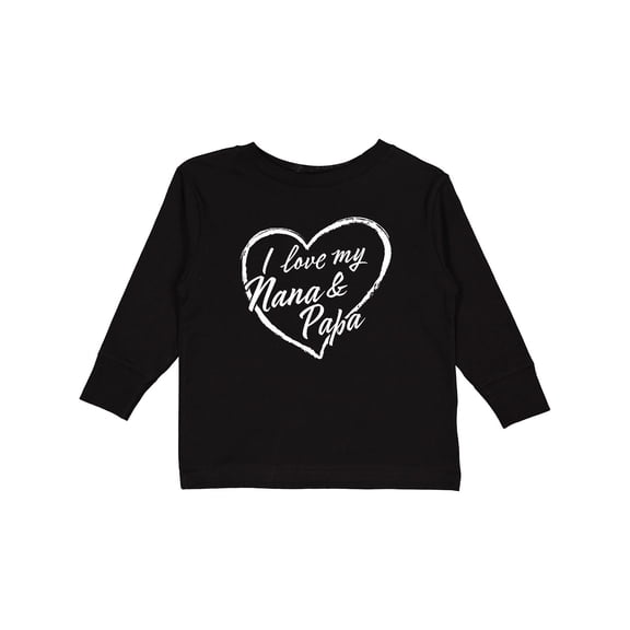 Inktastic I Love My Nana and Papa in White Chalk Heart Boys or Girls Long Sleeve Toddler T-Shirt