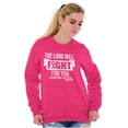 thumbnail image 3 of Breast Cancer Lord Will Fight For You Women Crewneck Sweatshirt Brisco Brands S, 3 of 6
