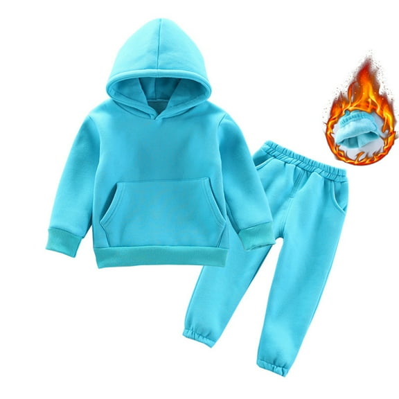 XBASW 0-6Y Girls Boys Fleece Sweatsuit 2 Piece Outfits Hoodies Sweatshirt and Jogger Sweatpants Fall Winter Set for Baby Kids