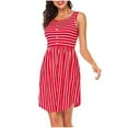 thumbnail image 2 of Aoujea Fairy Dress Woman Summer Stripe Sleeveless Skirt Casual Sexy Button Women's Short Dress Sleeveless Dresses for Women 20$ & Under Dress, 2 of 9