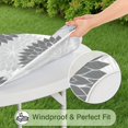 thumbnail image 5 of Gray Floral and Petal Pattern Round Fitted Tablecloth with Elastic Edge,Dining Table Cover Waterproof,Outdoor Round Tablecloth for Camping,Dining,Indoor and Outdoor, 5 of 7