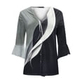 thumbnail image 4 of ICHUANYI Clearance Women's V Neck Shirt Graphic Printing Three-Quarter Sleeve Casual Blouse With Button Tops(Black, L) ICHUANYI WER2023080910540, 4 of 5