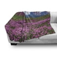 thumbnail image 3 of Nature Soft Flannel Fleece Blanket, Colorful Field of Blossom in the Morning Grand Dramatic Mountains Canyon Art Print, Cozy Plush for Indoor and Outdoor Use, 50" x 70", Pink Green, by Ambesonne, 3 of 6