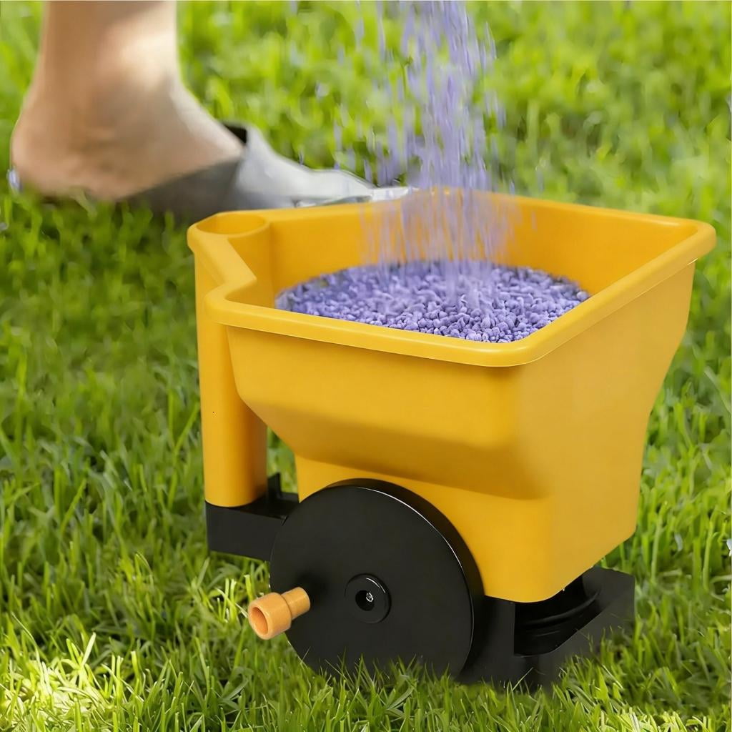 Hand Operated Lawns Spreader Tool Adjustable Flows Control For Uniform Distribution Of Compost Lime And Seedling