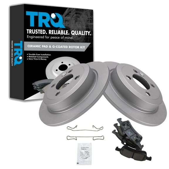TRQ Rear Brake Pad & Rotor Kit Brake Pads Brake Rotor Ceramic Premium G-Coated Fits Select 2007-2008 Mini Cooper