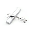 thumbnail image 2 of Newbee Fashion-Portable Compact Reading Glasses in Aluminum Case Metal Rectangle Shaped Reading Glasses with Spring Hinge in Case Lightweight Reader Slim Design Comfort fit in SILVER 2 Pack+3.00, 2 of 4