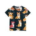 thumbnail image 2 of Abcomgle Girls Tshirts 7-8 Years Old Summer Short Sleeve Toddler Girls T-Shirts Corgi Dog Graphic Tshirt Fashion Crewneck Cotton Tee Tops Girls,Champagne,11-12Years, 2 of 4