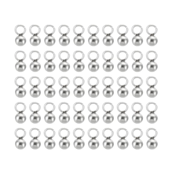 100pcs Steel Bead Charm, 3mm Stainless Steel Ball Pendants Charm Metal Round Beads for Jewelry Making, Silver Tone