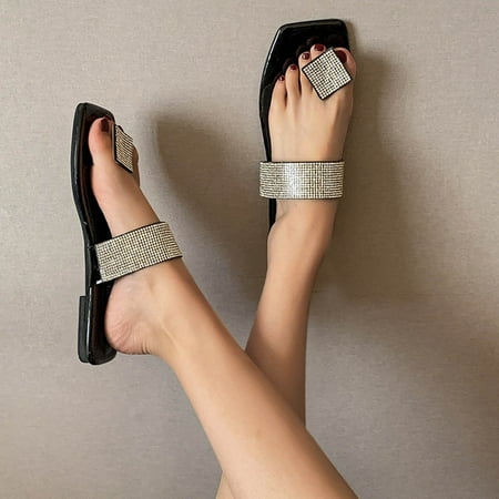 

Jsaierl Sandals for Women Dressy Summer Flat Shoes Ladies Beach Sandals Summer Non-Slip Causal Slippers Size 9