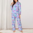 thumbnail image 2 of Kdxio Watercolor Sea Shells 1 Women's Pajama Sets Long Sleeve Button Down Sleepwear Nightwear Soft Pjs Lounge Sets-XX-Large, 2 of 7