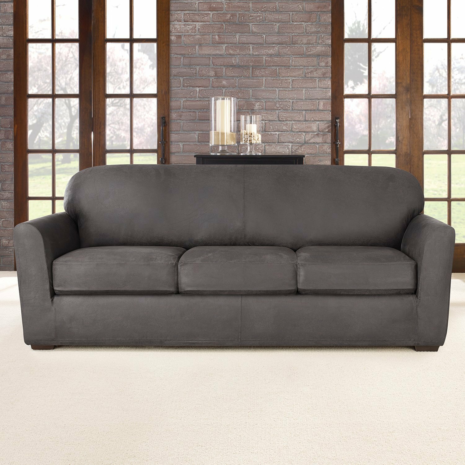 Ultimate Stretch Box Cushion Sofa Slipcover, Upholstery Material: Polyester Blend, Upholstery Material Details: Faux suede - image 1 of 6