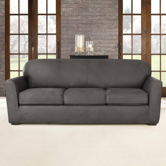 Ultimate Stretch Box Cushion Sofa Slipcover, Upholstery Material: Polyester Blend, Upholstery Material Details: Faux suede