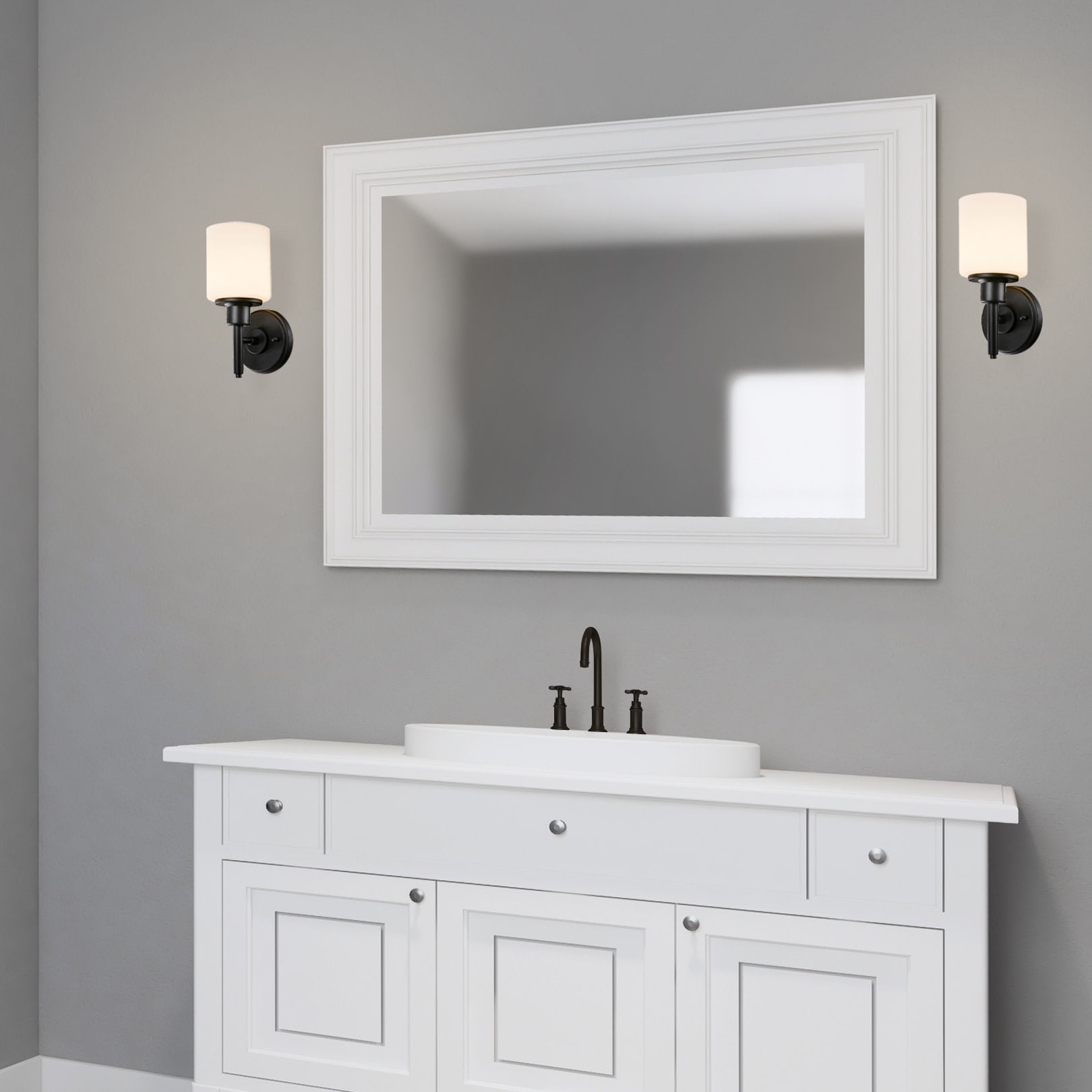 Design House Aubrey 1-Light Dimmable Indoor Wall Light with Frosted Glass Shade