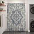 thumbnail image 3 of Xipuska Beige Blue Boho Shower Curtain - Water Repellent Fabric Shower Curtains Washable, Medieval Vintage Ethnic Floral Abstract Decorative Cloth Bathroom Curtains Modern Bath Decor 72"x78", 3 of 6