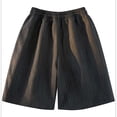 thumbnail image 5 of hlysgo Mens Texture Elastic Waist Shorts Big and Tall Drawstring Lightweight Short Casual Summer Beach Shorts with Pockets Black,2xL, 5 of 5
