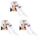thumbnail image 4 of Minnieouse Rayas Muslo Calcetines altos Estilo simple Juegos deportivos Calentadores Día de San Valentín Mujeres Accesorios para el diario 3piezas raya azul blanca, 4 of 6