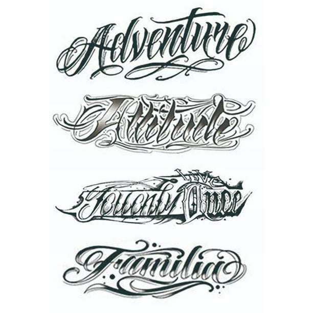 (WBQB013-016) 4 Uds. Pegatinas tatuaje brazo letras caligrafía y pintura serie 240*100mm pegatinas tatuaje corporal