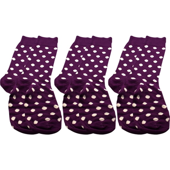 Axe Men Custom High Socks Durable Fitted Cotton Purple White Polka Dots (3 Pairs)