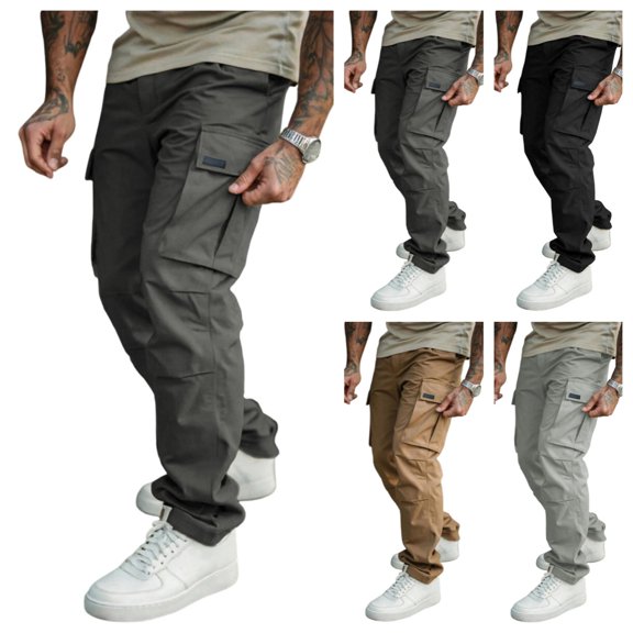 gzxflxpge Cargo Pants Men Casual Workout Sports Classic Fit Pants Stylish Comfortable Soft Jogger Pants with Flap Pockets Dark Gray 2XL