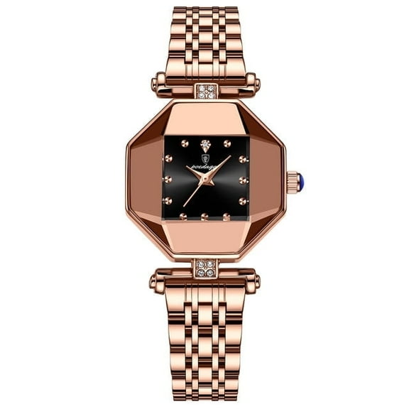 Explojoy Women's Square Quartz Watch – Stainless Steel with Diamond Accents and Fashion Design