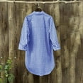 thumbnail image 4 of Womens Summer Tops Linen Plaid Collar Long Sleeve Retro Button Up Womens Tee,Light Blue,XL, 4 of 6