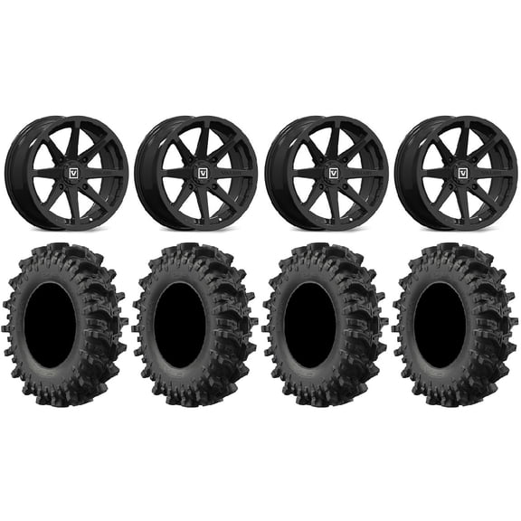 Valor V01 14" Wheels Black 28" MotoSlayer Tires Can-Am Commander Maverick Renegade Outlander Defender