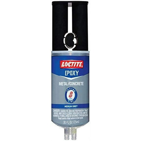 Loctite 1919325-8 Metal and Concrete Epoxy Syringe, 25-Millileter Syringes, Case of 8, Medium Grey