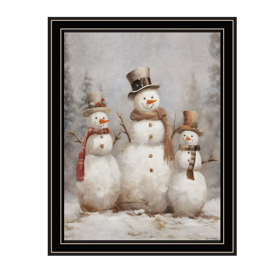Wall Art Trendy Decor 4U Three Snowman Pals Black Framed Wall Art for Living Room, Holiday Wall Art Print for Home Decor, Bedroom Wall Art by Jo Moulton,Wall Decals