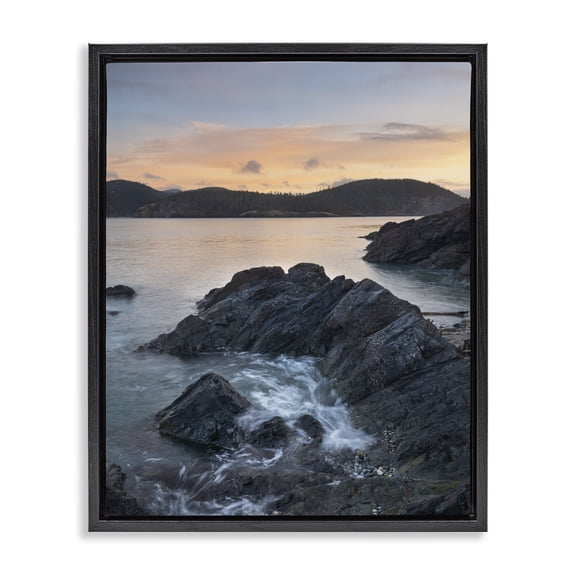 Stupell Industries Rustic Lodge Rocky Sea Cliffs Black Floating Frame Canvas Art, 17 x 21, by Alan Majchrowicz