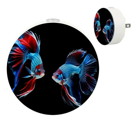 

YZUOUZY Night Light LED Lamp Small Bedside Lamps Set of 2 Blue Fish Fight Red Fish