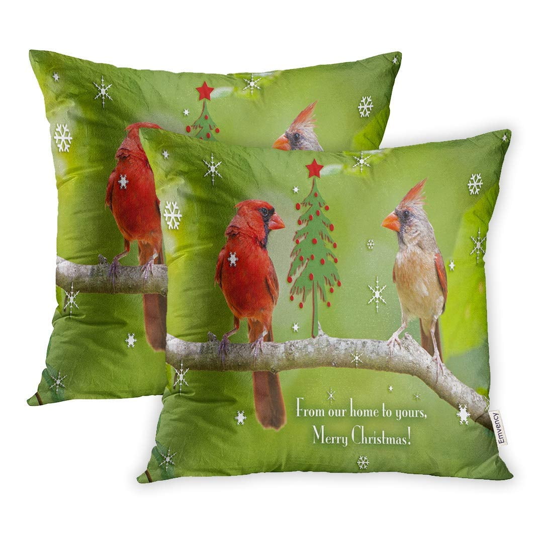 USART Avian Northern Cardinal Pair Christmas Tree Bird Pillow Case