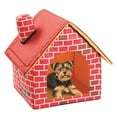 thumbnail image 5 of Warm Indoor Soft Dog Kennel with Chimney Pet Large House Simulation Brick Doggy Beds with Mat Indoor Polyester Nest Tent Red Portable Pet Supplies, 5 of 9