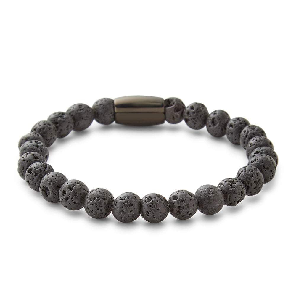 Bone Bead and Lava Rock Bracelet Stretch / Large (8 Inches)